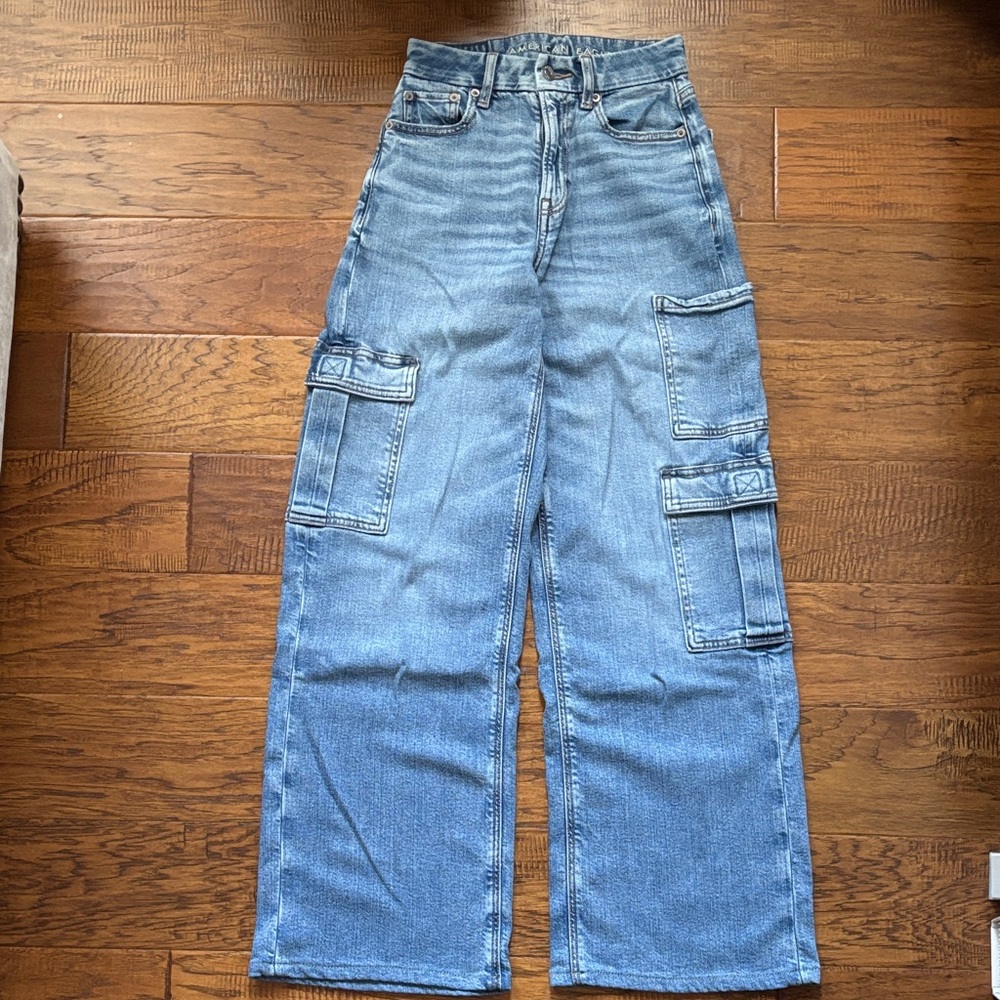 Denim Curvy High-rise Cargo Jeans